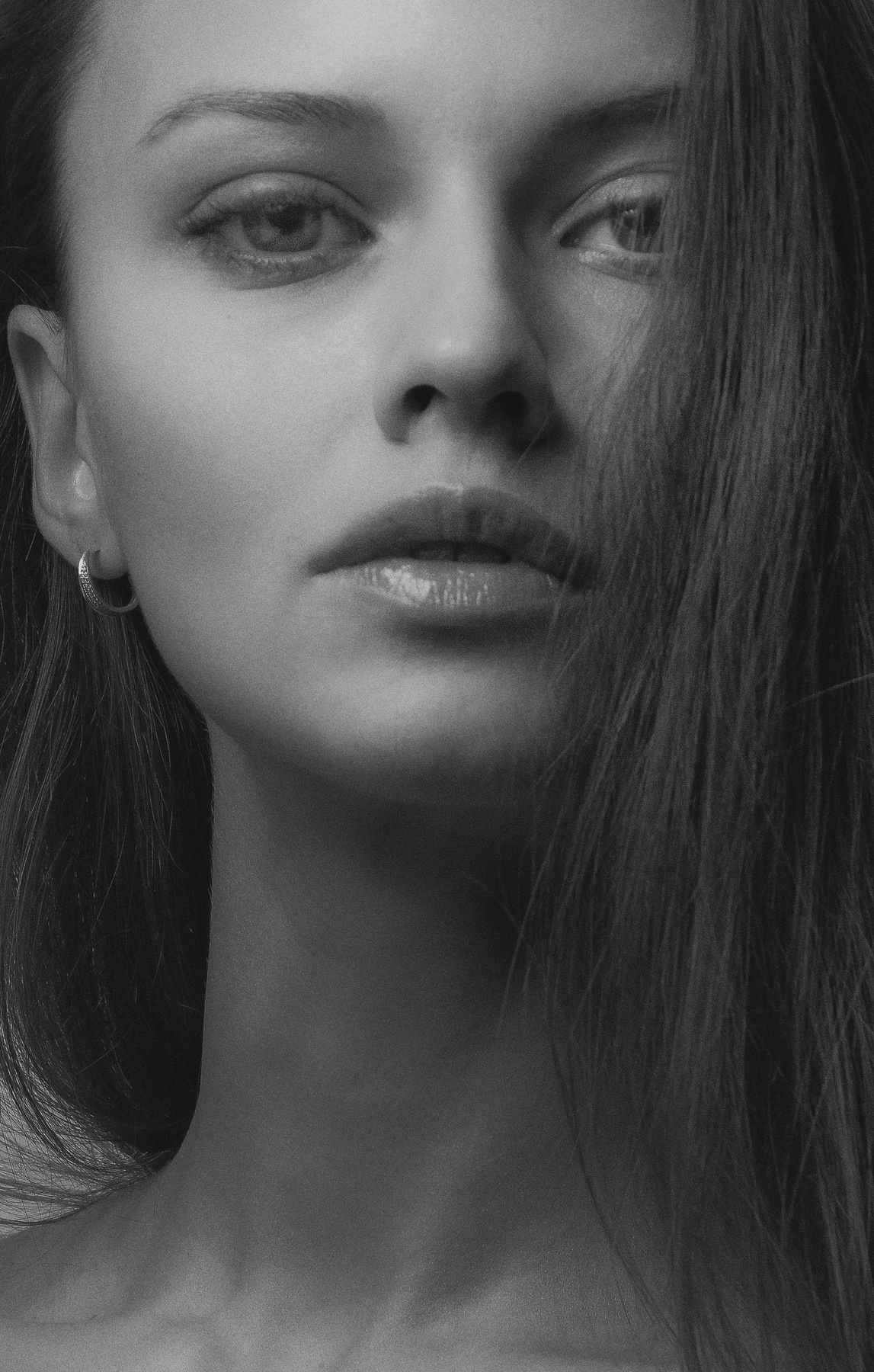 Black and White Photo of a Fierce Beautiful Woman