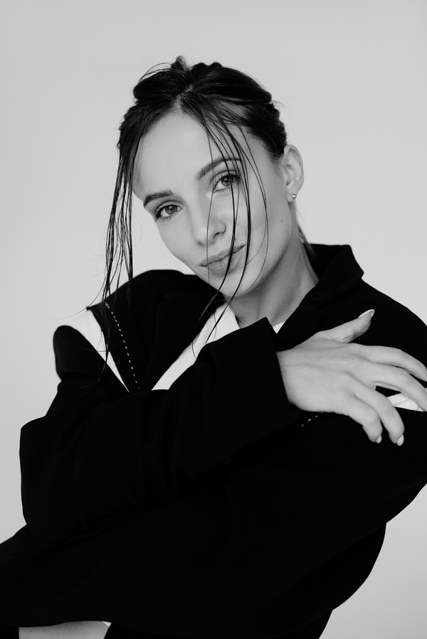 Black and White Photo of Woman